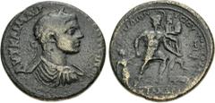 Roman Provincial TROAS, Antandrus. Caracalla. AD 198-217. Æ (34mm, 22.39 g, 7h). Dionysios, strategos for the second time. Laureate, draped, and cuirassed bust right / Aeneas advancing right, head lef