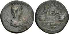 Roman Provincial CAPPADOCIA, Caesarea-Eusebia. Julia Paula. Augusta, AD 219-220. Æ Double Unit (34mm, 20.92 g, 12h). Dated RY 3 (AD 219/20). Draped bust right, wearing stephane, set on crescent / Mt. 
