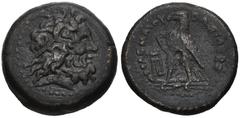 PTOLEMAIC KINGS of EGYPT. Ptolemy III Euergetes. 246-222 BC. Æ (17mm, 4.49 g, 12h). Mint in southwest Asia Minor. Struck circa 240 BC. Head of Zeus-Ammon right, wearing tainia / Eagle with closed wing