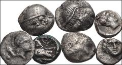 GREEK. Miscellaneous. Lot of Seven (7) AR Fractions from Troas, Kebren to Phoenicia, Sidon. Includes: TROAS, Kebren. AR Obol // IONIA, Phokaia. AR Obol (3) // PAMPHYLIA, Aspendos. AR Obol // PAMPHYLIA