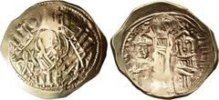 Byzantine Andronicus II Palaeologus, with Andronicus III. 1282-1328. AV Hyperpyron (24mm, 3.93 g, 6h). Constantinople mint. Struck 1325-1328. Half-length figure of the Theotokos, orans, within city wa