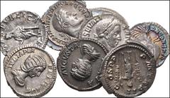 ROMAN. Imperial. Lot of Eight (8) AR from Julia Domna to Constantius II. All coins: Denarii unless otherwise noted. Includes: Julia Domna (2) // Severus Alexander (2) // Julia Mamaea // Maximinus I Th