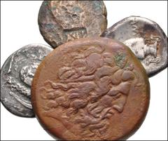 MIXED. Greek-Roman Provincial. Lot of four (4) AR Æ Denominations from Velia to Egypt. Includes: LUCANIA, Velia. AR Didrachm. Head of Athena facing slightly right / Lion devouring prey. SNG Copenhagen