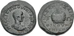 Roman Provincial CILICIA, Anazarbus. Hostilian. As Caesar, AD 250-251. Æ Triassarion (24mm, 11.07 g, 6h). Dated CY 268 (AD 250). Bareheaded, draped, and cuirassed bust right, seen from behind / Agonis