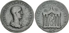 Roman Provincial SELEUCIS and PIERIA, Antioch. Hostilian. As Caesar, AD 250-251. Æ Octassarion (30.5mm, 16.82 g, 6h). Bareheaded and draped bust right, seen from the front / Cult-statue of Tyche of An