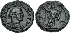 The Beniak Collection of Alexandrian Coinage EGYPT, Alexandria. Galerius . As Caesar, AD 293-305. Potin Tetradrachm (18mm, 7.90 g, 11h). Dated RY 3 (AD 294/5). Laureate and cuirassed bust right, seen 