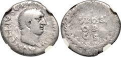 Roman Imperial Vitellius. AD 69. Fourrée Denarius (18mm, 6h). Imitating a Rome mint issue circa late April-20 December. Laureate head right / S P Q R/ OB/ C S in three lines in oak wreath. Cf. RIC I 8