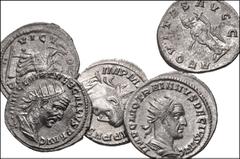 ROMAN. Imperial. Lot of five (5) Antioch mint AR Antoniniani from Philip II to Volusian. Includes: Philip II. RIC IV 240a // Trajan Decius. RIC IV 44a // Trebonianus Gallus. RIC IV 89 // 93 // Volusia