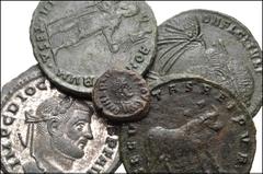 ROMAN. Imperial. Lot of five (5) Æ from Diocletian to Marcian. Includes: Diocletian. Follis // Julian II. Maiorina (2) // Jovian. Maiorina // Marcian. Nummus. Near VF to VF, the Diocletian with silver