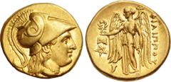 Greek KINGS of MACEDON. Philip III Arrhidaios. 323-317 BC. AV Stater (18mm, 8.49 g, 12h). In the types of Alexander III. Abydos mint. Struck under Leonnatos, Arrhidaios, or Antigonos I Monophthalmos. 