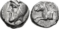 Greek PERSIA, Achaemenid Empire. Autophradates. Satrap of Sparda (Lydia and Ionia), circa 380s-350s BC. AR Drachm (13mm, 3.38 g, 1h). Uncertain mint in Ionia. Bearded head left, wearing satrapal cap /