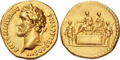 Roman Imperial Antoninus Pius, with Marcus Aurelius as Caesar. AD 138-161. AV Aureus (18mm, 6.77 g, 6h). Rome mint. Struck AD 140. ANTONINVS AVG PIVS P P TR P COS III, laureate head left / Antoninus P