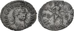 Roman Imperial Carausius. Romano-British Emperor, AD 286-293. Antoninianus (24.5mm, 3.29 g, 7h). Londinium (London) mint. IMP CARAVSIVS P F AVG, radiate and cuirassed bust right / MARS V LTOR, Mars, h