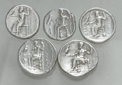Large Lots GREEK. Northern Greece. Lot of five (5) AR Tetradrachms. Includes: various mints. Average Fine - Good Fine, bright surfaces. LOT SOLD AS IS, NO RETURNS. Five (5) coins in lot.