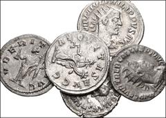 ROMAN. Imperial. Lot of five (5) Antioch mint AR Antoniniani from Philip I to Trebonianus Gallus. Includes: Philip I. RIC IV 78 // 82 // Trebonianus Gallus. RIC IV 89 // 91 // 92. Good VF to EF, good 
