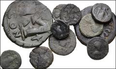 BYZANTINE. Lot of eleven (11) Æ issues, mostly of Justin I. Includes: JUSTIN I. Æ Half Follis. Constantinople mint. SB 69 // Æ Pentanummium. Antioch mint. SB 111 // Æ Pentanummium. Cherson mint. SB 11