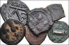 BYZANTINE. Lot of six (6) Æ from Justin II to Heraclius. Includes: Justin II. Half Follis. Thessalonica mint. RY 10. SB 366 var. (2) // Justin II. Decanummium. Antioch mint. RY 1. SB 382 // Justin II.