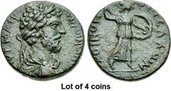 Lot of 4 coins. (960.1) THESSALY, Koinon of Thessaly. Marcus Aurelius. AD 161-180. Æ Diassarion (23mm, 11.77 g, 4h). [A]YT M AYP [A]NTѠNЄ[INOC], laureate and draped bust right / KOINON ΘЄCCAΛѠN, Athen