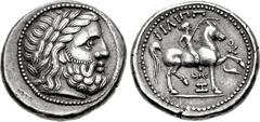 EASTERN EUROPE, Imitations of Philip II of Macedon. Late 4th – early 3rd centuries BC. AR Tetradrachm (25mm, 14.45 g, 1h). Mint in the middle Danube (Banat) region. Head of Zeus right, wearing laurel 