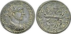 LYDIA, Tripolis. Gallienus. AD 253-268. Æ (32mm, 18.07 g, 6h). AV• K • ΠO • ΛIC • ΓAΛΛIHNO/C, radiate, draped, and cuirassed bust right / TPIΠO-ΛЄITΩ/N, agonistic urn set on table; ΛHTΩ/ЄIA in two lin