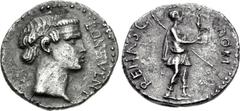Civil War. AD 68-69. AR Denarius (17mm, 3.33 g, 8h). Uncertain mint in Spain. BON EVENT, filleted head of Bonus Eventus right / ROM RENASC, Roma standing right, holding crowning Victory in right hand 