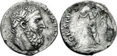 Civil War. AD 68-69. Fourrée Denarius (17mm, 2.09 g, 5h). Uncertain mint in Gaul. HERCVLES ADSERTOR, laureate head of Hercules right / FLORENTE FORTVNA PR, Fortuna standing left, holding wreath in rig