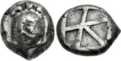 Greek ISLANDS off ATTICA, Aegina. Circa 456/45-431 BC. AR Stater (17.5mm, 12.31 g, 4h). Land tortoise with segmented shell / Large square incuse with heavy skew pattern. Meadows, Aegina, Group IIIb; M