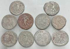 Large Lots ROMAN. Provincial. Lot of ten (10) Syrian Tetradrachms. Includes: various cities and rulers. Average Near VF - VF. LOT SOLD AS IS, NO RETURNS. Ten (10) coins in lot.