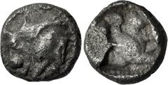 Greek DYNASTS of LYCIA. Uncertain (Esbehi?). Circa 480 BC. AR Trihemiobol(?) (8mm, 0.87 g, 5h). Forepart of bull butting left / Forepart of Pegasos right within incuse square. Cf. Müseler III 31–3 (fo