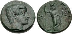 Greek PERSIA, Achaemenid Empire. Gamerses. Satrap of Lydia, early 4th century BC. Æ (12mm, 1.68 g, 12h). Uncertain mint in Lydia. Youthful head right, wearing short hair with long braid, earring, and 