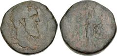 Roman Imperial Didius Julianus. AD 193. Æ Sestertius (27.5mm, 20.70 g, 12h). Rome mint. Laureate head right / Concordia standing left, holding signum in each hand. RIC IV 14; Banti 1. Brown patina, ex