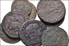 ROMAN. Imperial. Lot of nine (9) bronze coins from Diocletian to Maximinus II. Includes: Diocletian. Æ Follis (2) // Maximianus. Æ Radiate Fraction // Constantius I. Æ Follis // Galerius. Æ Follis (4)