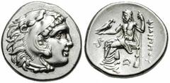 MACEDON, Kings of. Philip III Estimate $250  MACEDON, Kings of. Philip III. 323-317 BC. AR Drachm (4.25 gm). Lampsakos mint. Struck 323-317 BC. Head of Herakles right, wearing lion's skin headdress / 