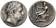 BAKTRIA, Graeco-Baktrian Kings. Euthydemos I. Estimate $600  BAKTRIA, Graeco-Baktrian Kings. Euthydemos I. Circa 230/225-200 BC. AR Tetradrachm (16.15 gm). Diademed head right / Nude Herakles resting 