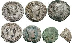 GORDIAN III Estimate $200 GORDIAN III. 238-244 AD. Lot of 17 miscellaneous coins. Includes 12 contemporary forgeries, 4 modern imitations, and 1 fragment of a coin cut to make change. Average nice VF 
