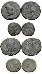 GREEK. Levant & the Near East. Lot of four (4) bronze coins of the Kings of Armenia. Includes: Tigranes II. Æ Tetrachalkon. Head right, wearing Armenian tiara / Tyche seated right, holding palm; below