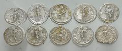 Large Lots ROMAN. Imperial. Lot of ten (10) AR Denarii mostly of Severus Alexander and Severan Empresses. Includes: Julia Paula (1) // Julia Soaemias (1) // Julia Mamaea (2) // Severus Alexander (6). 