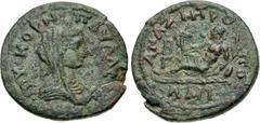 Roman Provincial CILICIA, Anazarbus. Julia Paula. Augusta, AD 219-220. Æ Diassarion (26mm, 11.31 g, 12h). Diademed, draped, and veiled bust right / River-god Pyramos reclining left, holding cornucopia
