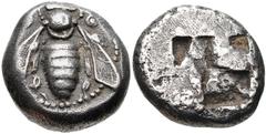 IONIA, Ephesos. Circa 500-420 BC. AR Drachm (12mm, 3.58 g). Bee / Quadripartite incuse square. Karweise Series VI, 1B, 17 (this coin); SNG Kayhan -. VF, toned, slightly granular surfaces. From the R. 