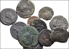 ROMAN. Imperial. Lot of eleven (11) late bronze coins. Includes: Hanniballianus // Valentinian II (3) // Theodosius I // Flavius Victor (2) // Eugenius // Uncertain (2) // Honorius. Contemporary imita