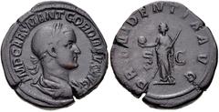 Gordian III. AD 238-244. Æ Sestertius (33mm, 24.80 g, 12h). Rome mint, 1st emission. 1st emission, July AD 238-July AD 239. Laureate, draped, and cuirassed bust right / Providentia standing left, hold