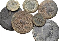 ROMAN. Provincial-Imperial. Lot of seven (7) bronze coins. Mostly provincial issues, including: CILICIA, Hieropolis-Castabala // Ninica-Claudiopolis. Maximinus and Maximus // PHOENICIA, Tyre. Pseudo-a