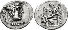 AKARNANIA, Federal Coinage (Akarnanian Confederacy). Circa 200-180 BC. AR Stater (27mm, 9.45 g, 1h). Leukas mint; Leonorsikratos, magistrate. Head of river god Achelöos right; monogram behind / Apollo