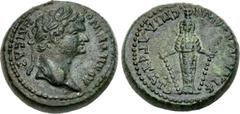 LYDIA, Philadelphia. Domitian. AD 81-96. Æ (18mm, 5.07 g, 12h). Lagetes, magistrate. Laureate head right / Facing female cult statue. RPC 1334; SNG München 419; SNG von Aulock -; BMC -. EF, green pati
