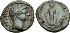 LYDIA, Philadelphia. Domitian. AD 81-96. Æ (18mm, 2.89 g, 6h). Lagetes, magistrate. Laureate head right / Facing female cult statue. RPC 1334; SNG München 419; SNG von Aulock -; BMC -. VF, green patin