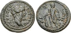 LYDIA, Saitta. Septimius Severus. AD 193-211. Æ Diassarion(?) (20mm, 5.75 g, 5h). Laureate head right / Hercules standing left. SNG München 442; SNG von Aulock 3097; BMC 44. Near EF, attractive green 