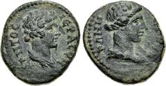 LYDIA, Stratonicaea-Hadrianopolis. Pseudo-autonomous issue. Early 2nd century AD. Æ (17mm, 3.86 g, 12h). Draped bust of Roma right, wearing mural crown / Bareheaded and draped bust of Synkletos (Senat