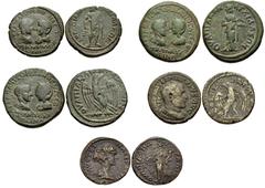 ROMAN. Provincial. Lot of five (5) bronze coins of Thrace. Includes: Anchialus. Gordian III, with Tranquillina. Confronted busts of Gordian right, laureate draped and cuirassed seen from behind and Tr