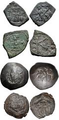 BYZANTINE. Lot of four (4) coins from Constans II to Andronicus II. Includes: Constans II. Æ Half Follis. Constantinople mint, 3rd officina. Struck 660-668. Crowned facing bust with long beard, holdin