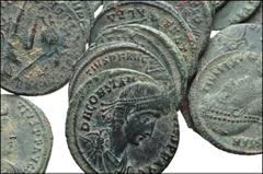 ROMAN. Imperial. Lot of twenty (20) Æ Centenionales of Constantius II. Lot comprised mostly of “soldier spearing fallen horseman” type of Constantius II. Maybe a couple of Constans mixed in. Average F